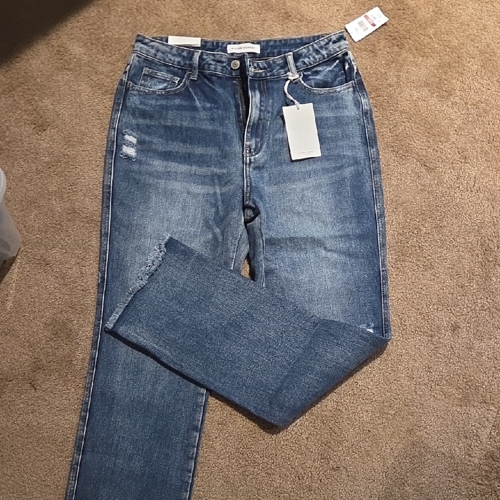 Flying Monkey Distressed Blue Straight Leg Jeans